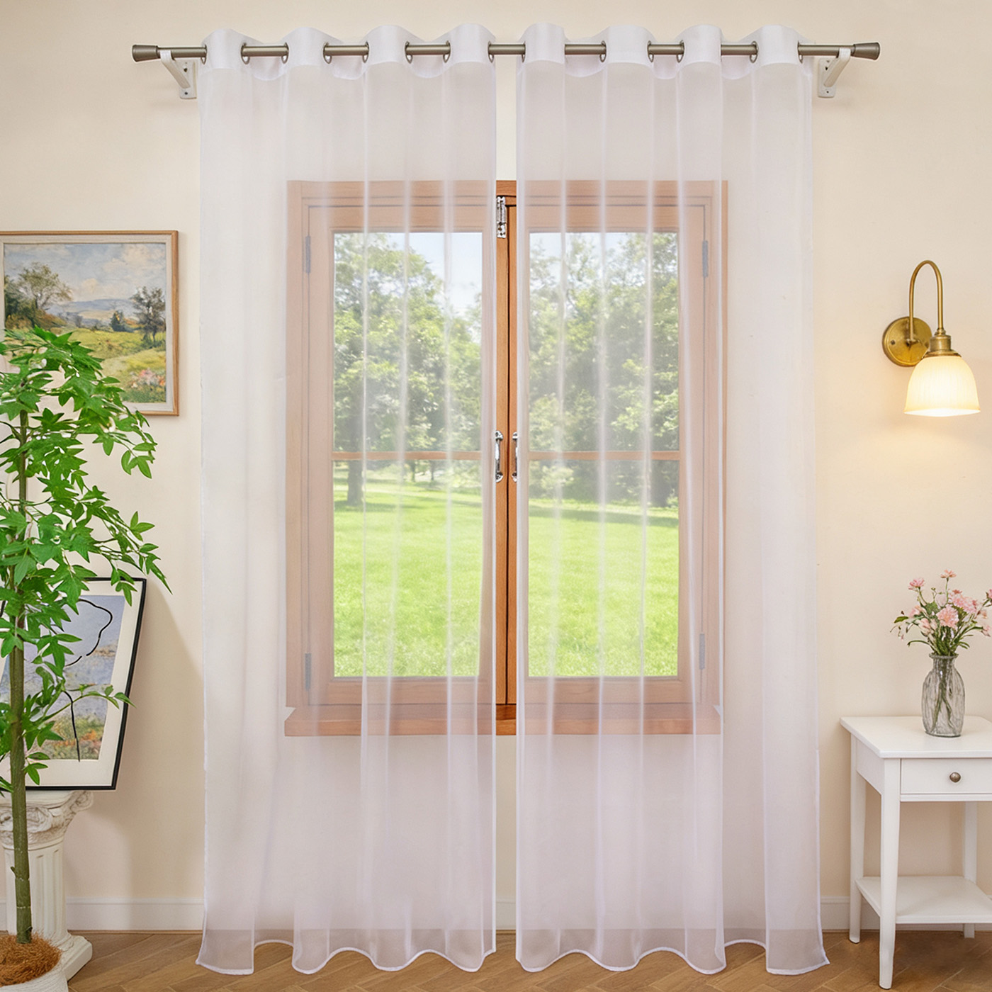 Home Decor Pt - 1PC White filter curtains solid color