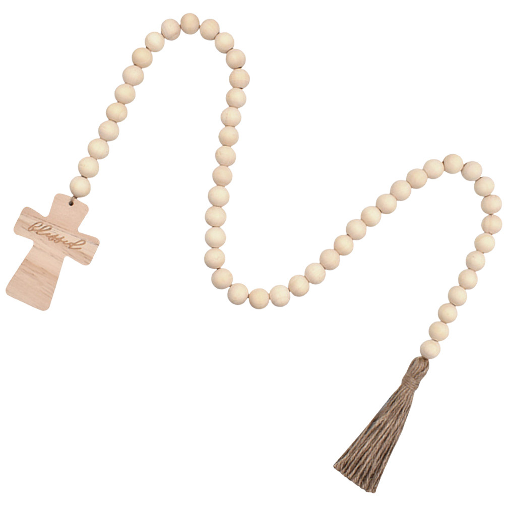 Home Decor Garland - Wood Bead Garland with Tassel Rustic