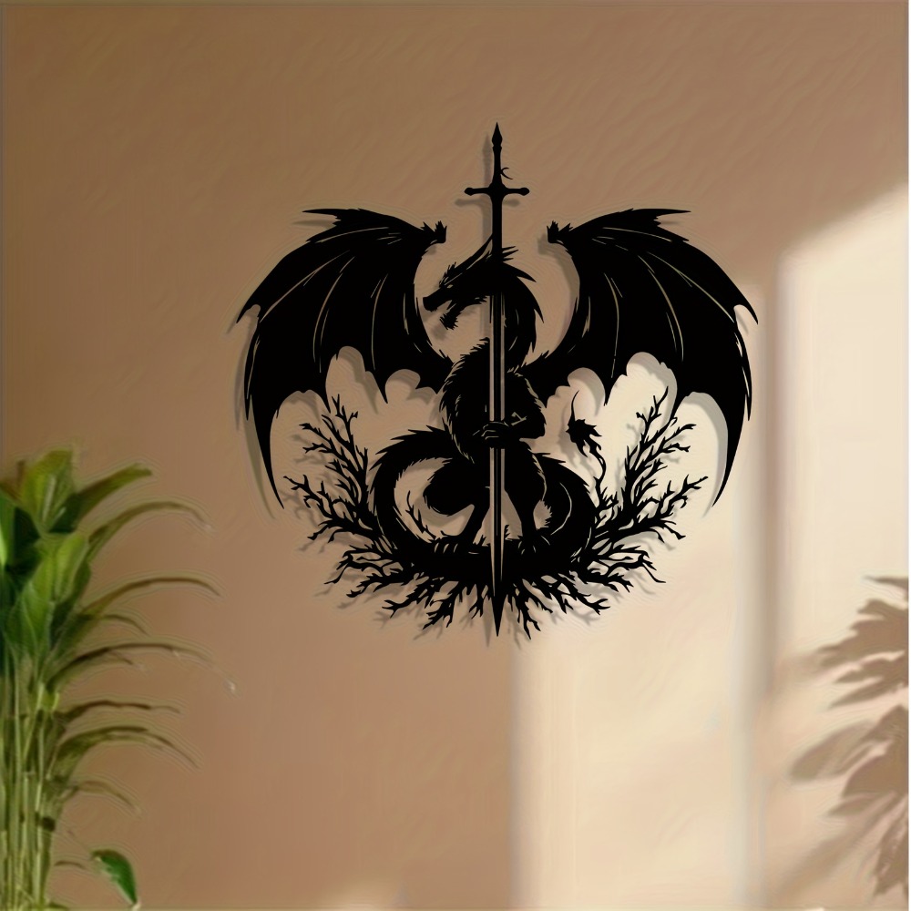 Home Decor Medieval - 1pc Dragon Sword Metal Wall Art