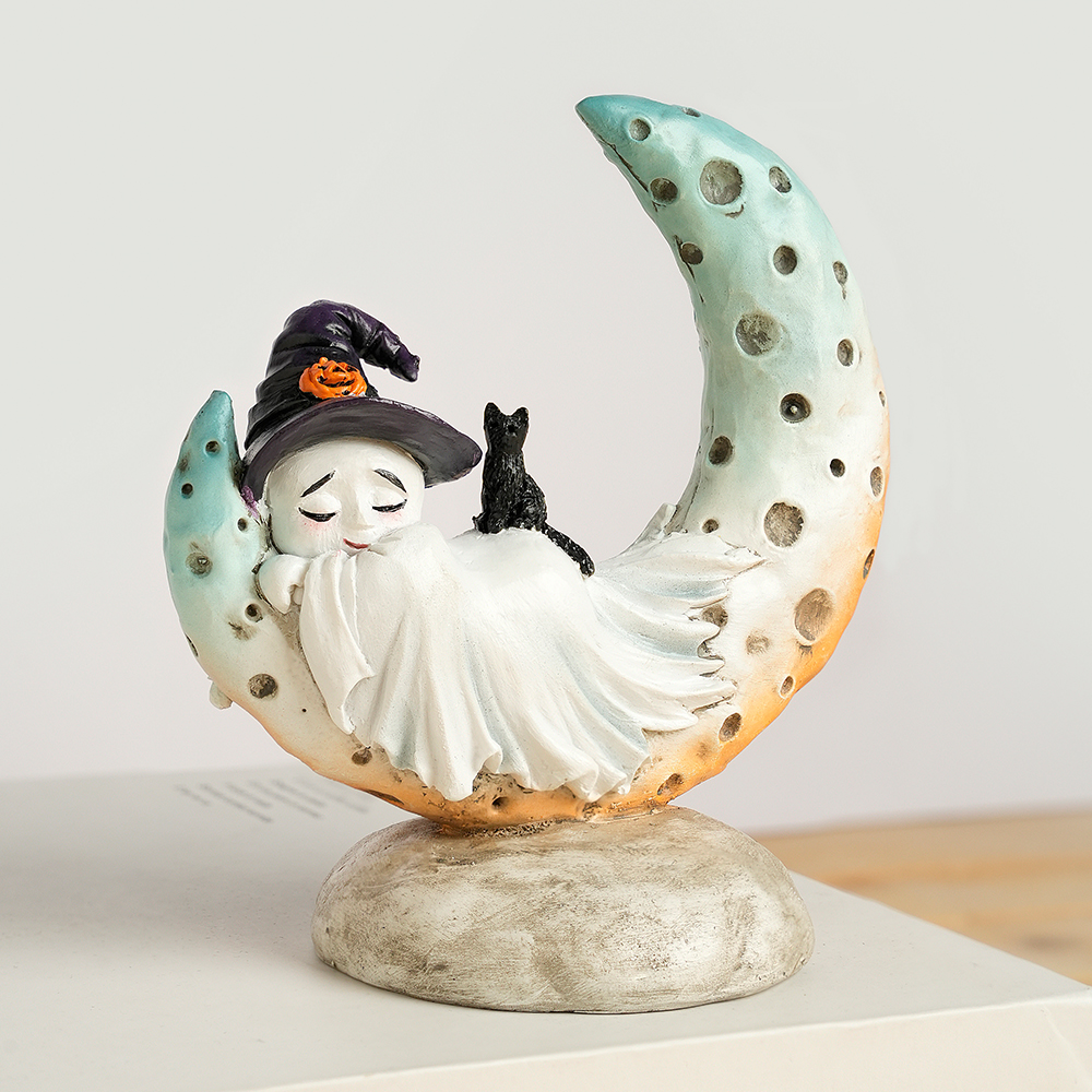 Home Decor Garden Ideas - ERMAKOVA Eerie Moon Ghost Statue Resin