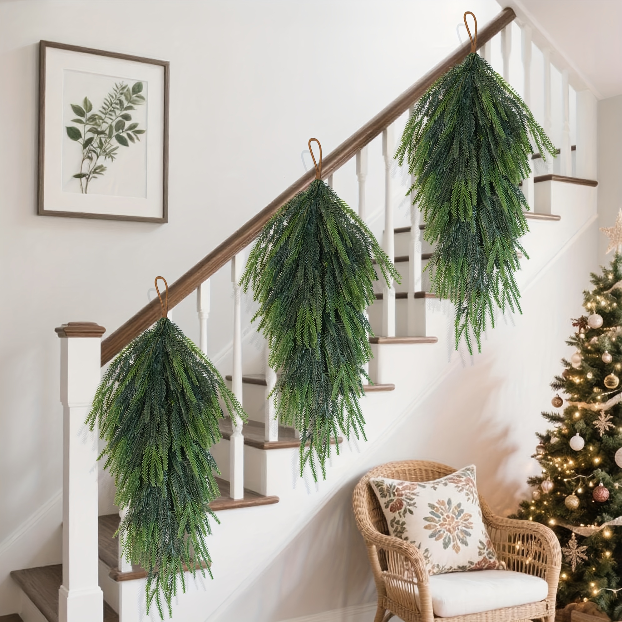 Home Decor Handicraft - 4pcs/2pcs Artificial Pine Needle Teardrop Door