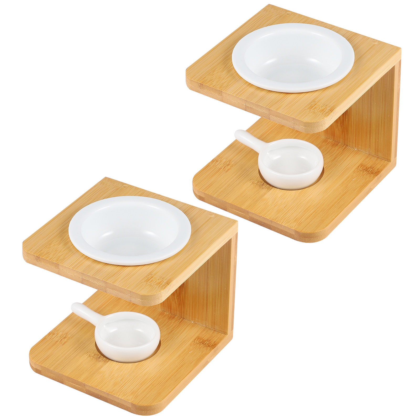 Home Decor Essentials - 2Sets Bamboo Incense Burner Tealight Oil