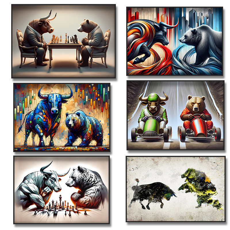 Home Decor Exchange - Bull and Bear Play Chess Wall