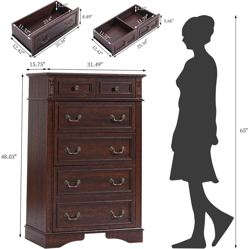 6-Drawer Tall Dresser for Bedr - Home Decor Furniture reseña y precio
