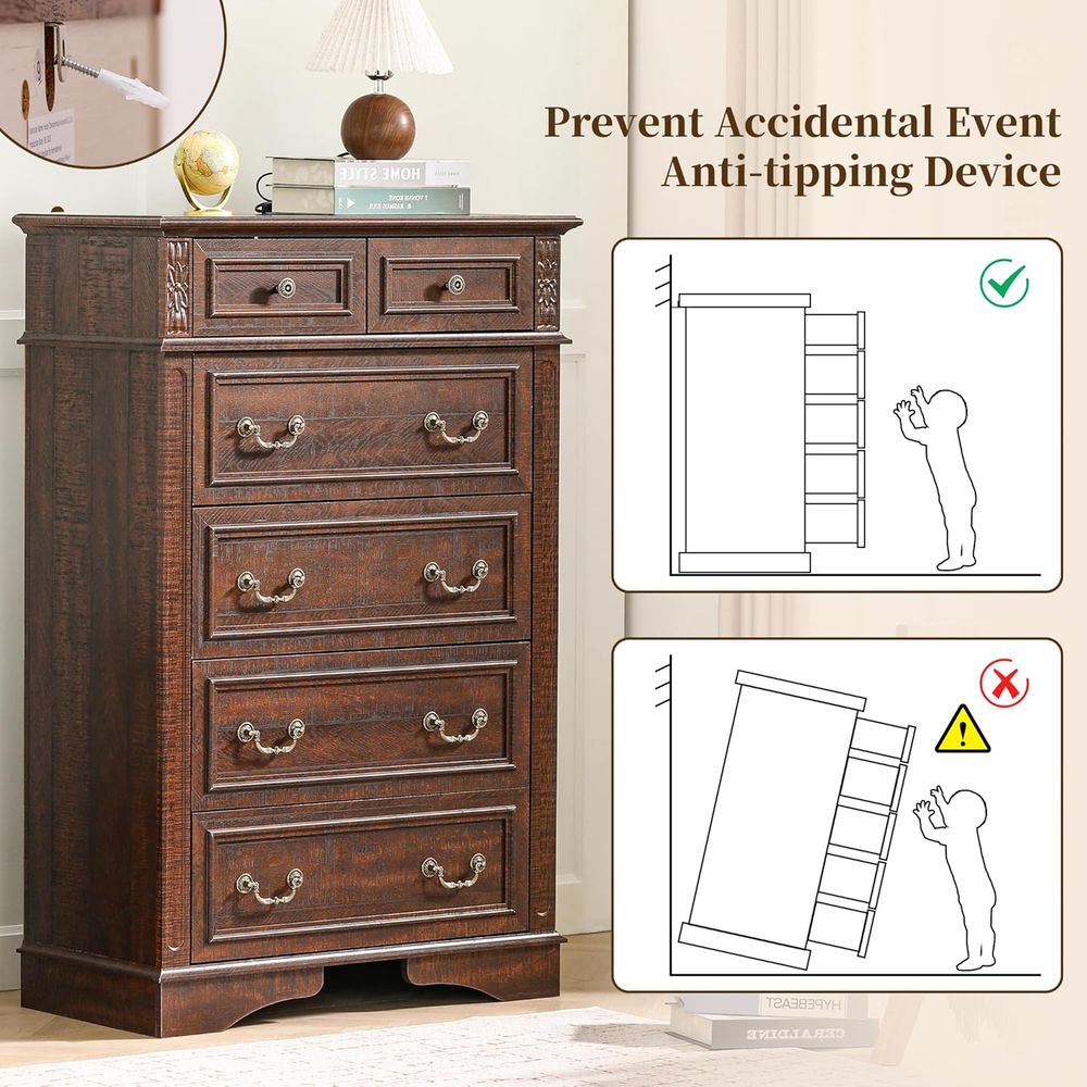 6-Drawer Tall Dresser for Bedr - Home Decor Furniture reseña y precio