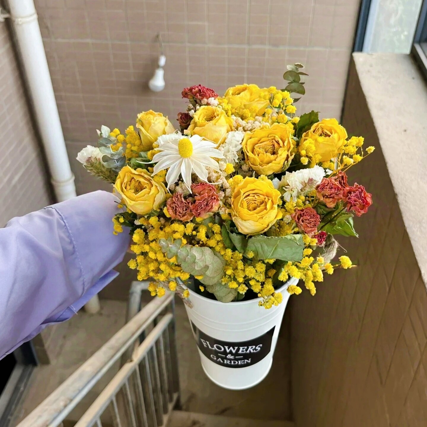Natural Dried Yellow Rose & Ba - Dried Flower Bouquet reseña y precio