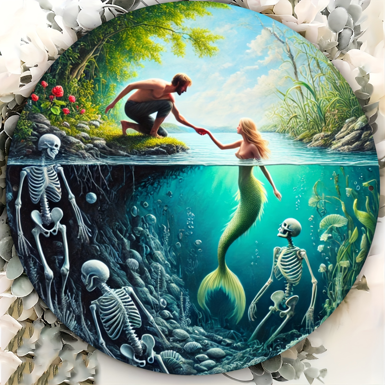 1pc Mermaid Metal Round Alumin - Home Decor Garden Ideas reseña y precio