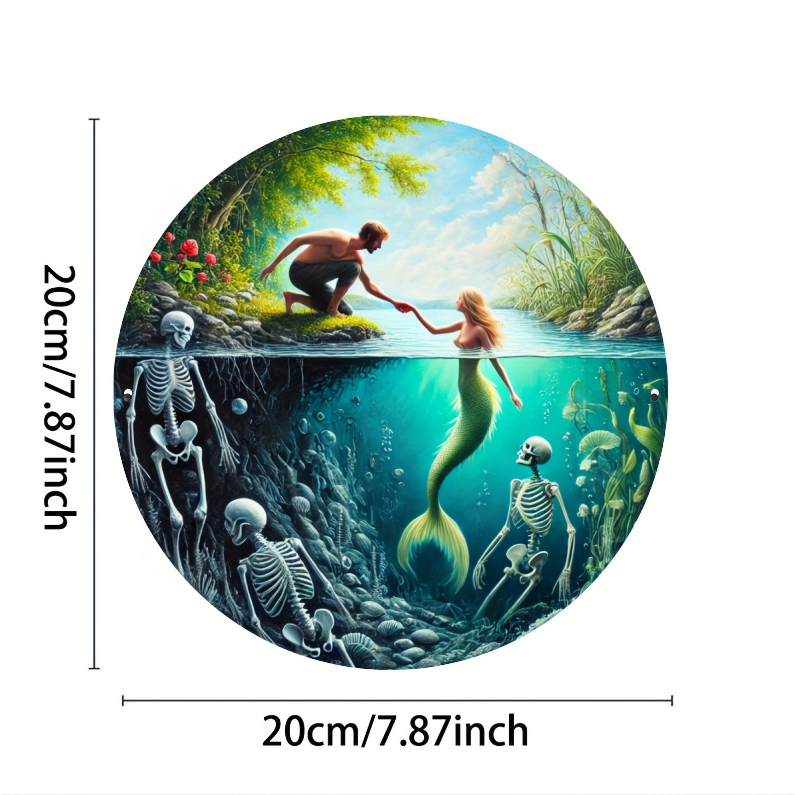 1pc Mermaid Metal Round Alumin - Home Decor Garden Ideas reseña y precio