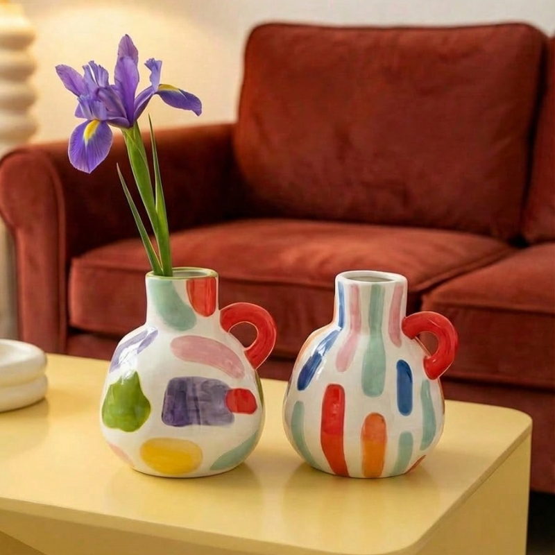 Modern Geometric Ceramic Vase  - Home Decor Dopamine reseña y precio