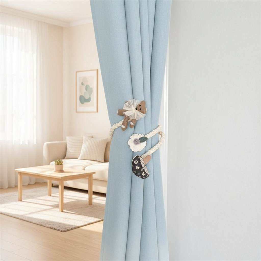 2Pcs  Cute Cartoon Bear and Fl - Home Decor Curtains reseña y precio