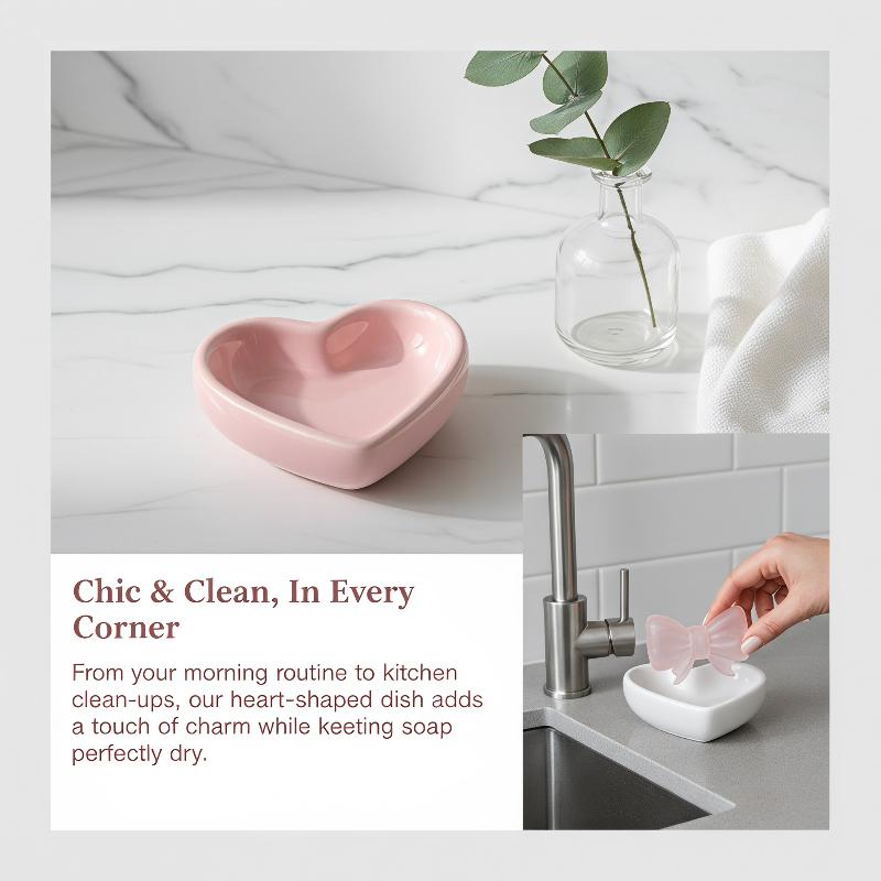 Cute Bow Heart Shaped Ceramic  - Vanity Home Decor reseña y precio