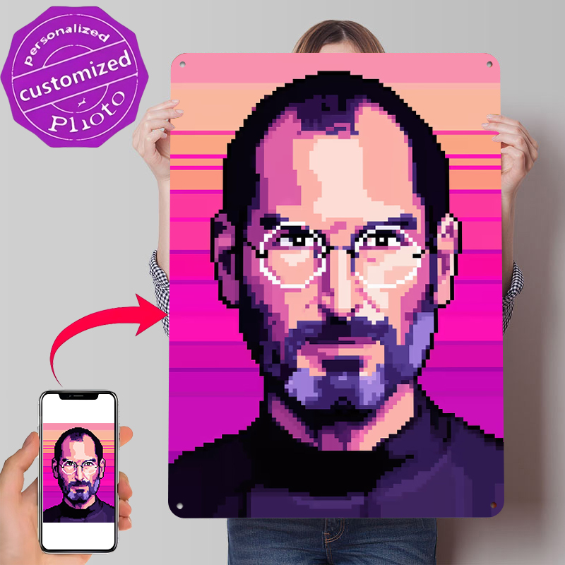 Pixel Art Steve Jobs Tin Poste - Home Decor Jobs reseña y precio
