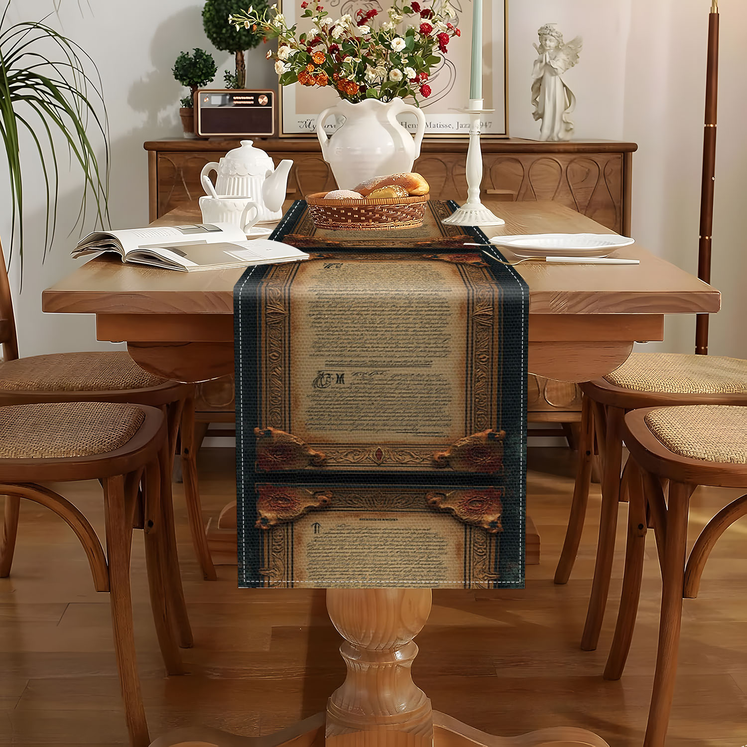 1 Vintage Carved Table Runner, - Home Decor Exchange reseña y precio