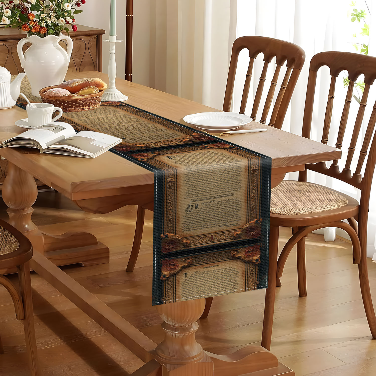 1 Vintage Carved Table Runner, - Home Decor Exchange reseña y precio