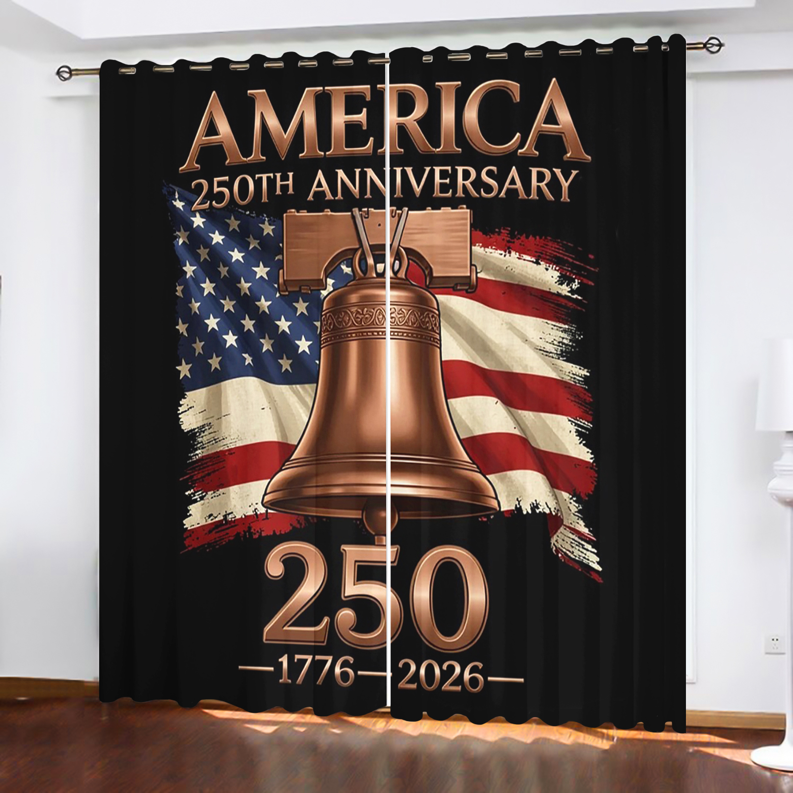 America 250th Anniversary Curt - Home Decor Curtains reseña y precio