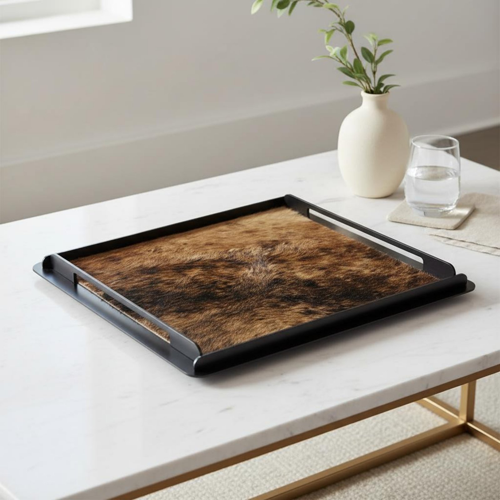 Horsehair Decorative Tray Crea - Vanity Home Decor reseña y precio