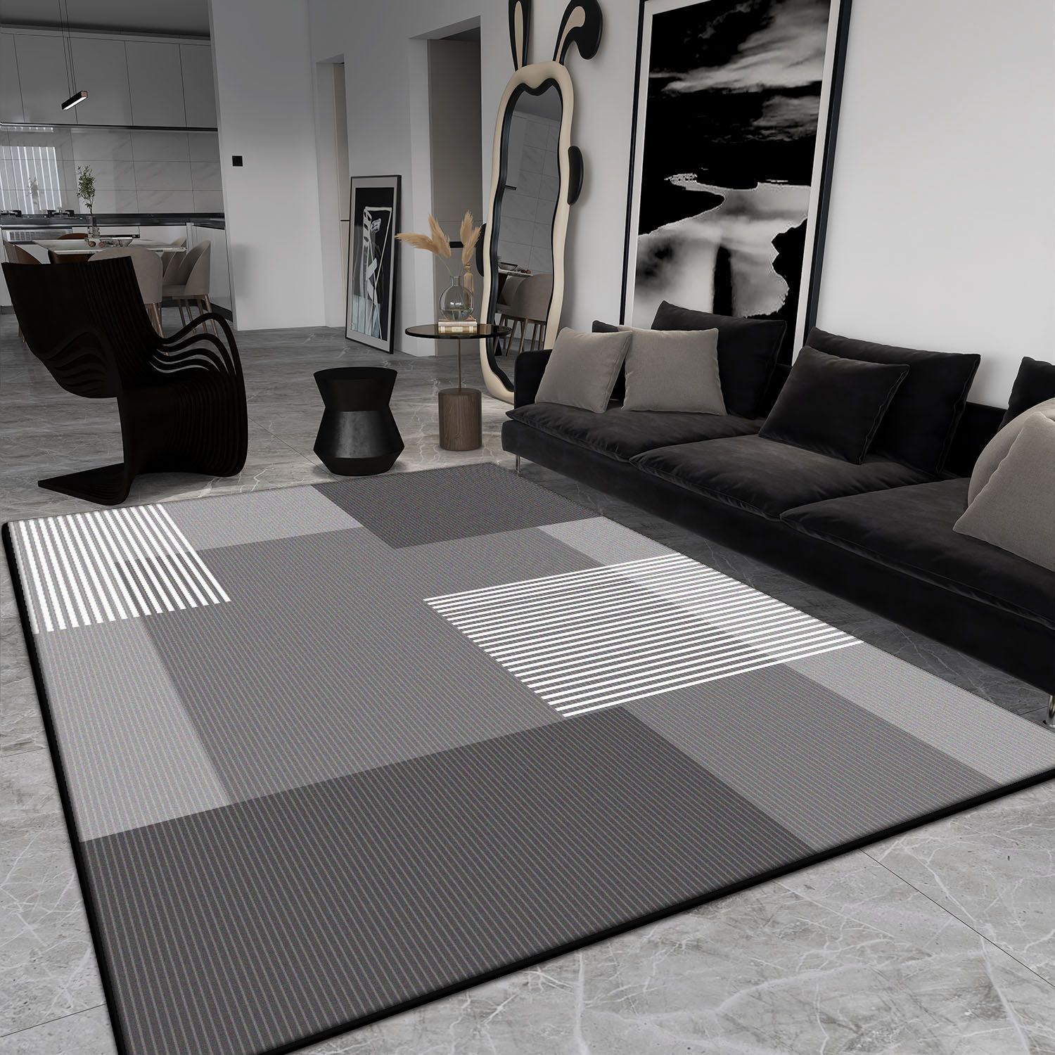 Gray Simple Large Carpet for L - Home Decor Ig reseña y precio
