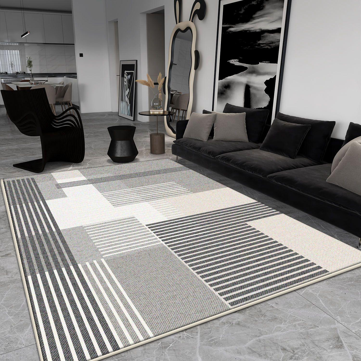 Gray Simple Large Carpet for L - Home Decor Ig reseña y precio