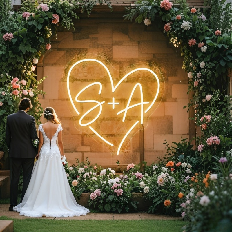 Custom Initials Heart LED Neon - Home Decor Inspo reseña y precio
