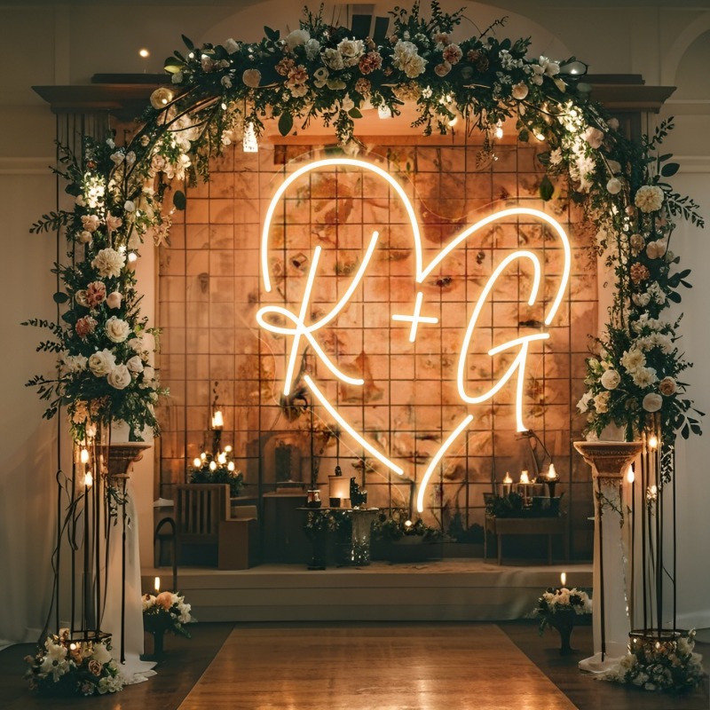 Custom Initials Heart LED Neon - Home Decor Inspo reseña y precio
