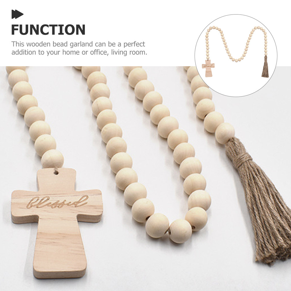 Wood Bead Garland with Tassel  - Home Decor Garland reseña y precio
