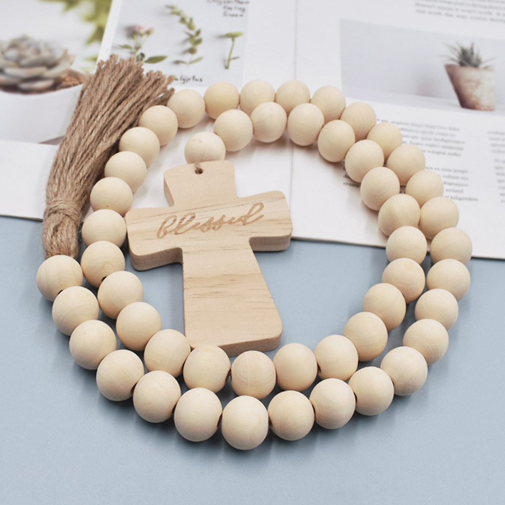Wood Bead Garland with Tassel  - Home Decor Garland reseña y precio