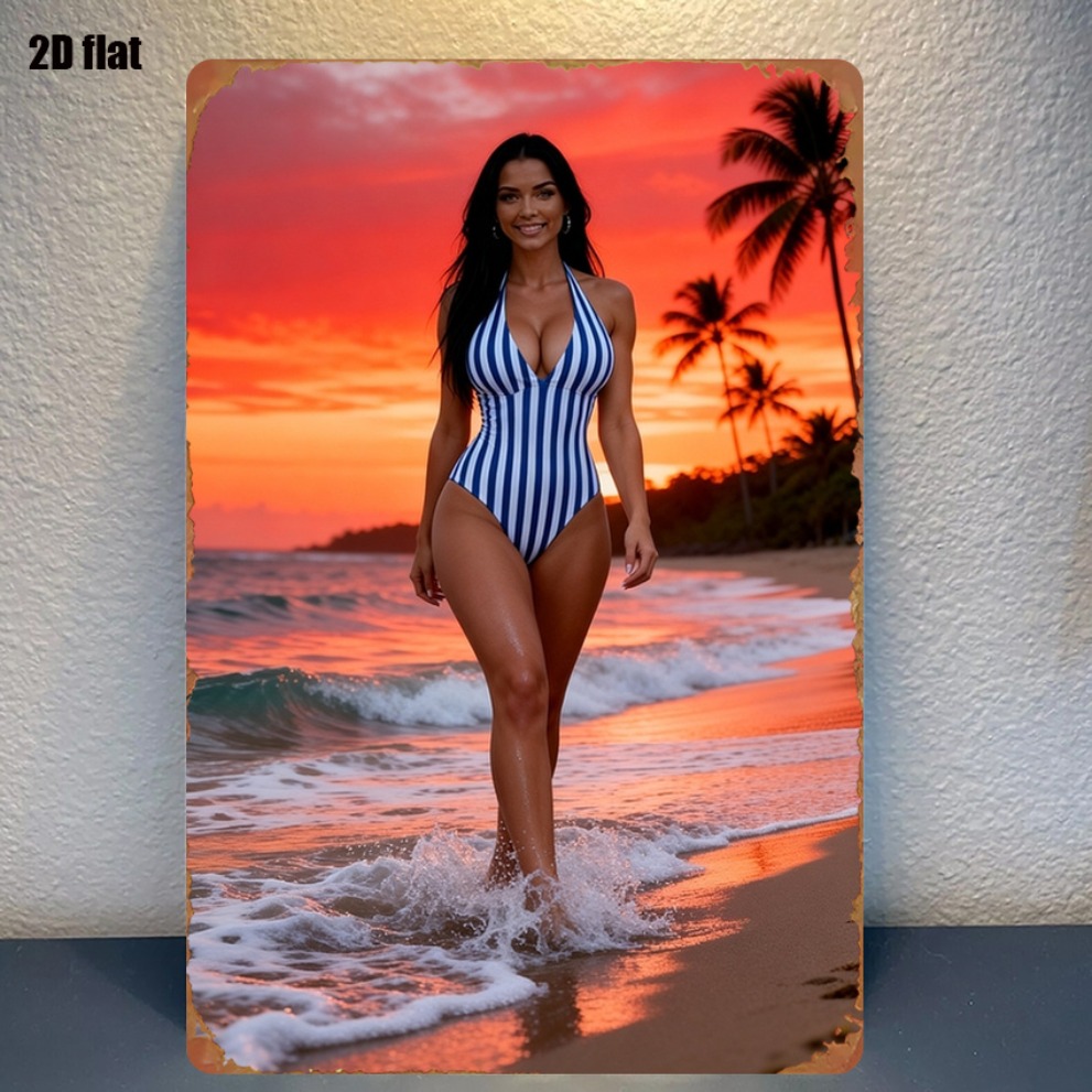 Retro Sunset Beach Girl Metal  - Home Decor Kolkata reseña y precio