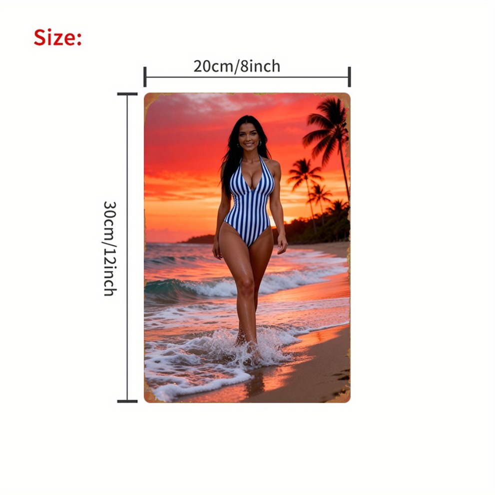 Retro Sunset Beach Girl Metal  - Home Decor Kolkata reseña y precio