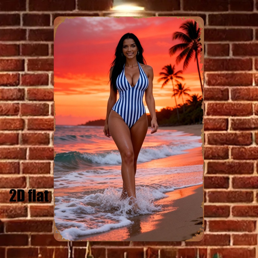 Retro Sunset Beach Girl Metal  - Home Decor Kolkata reseña y precio