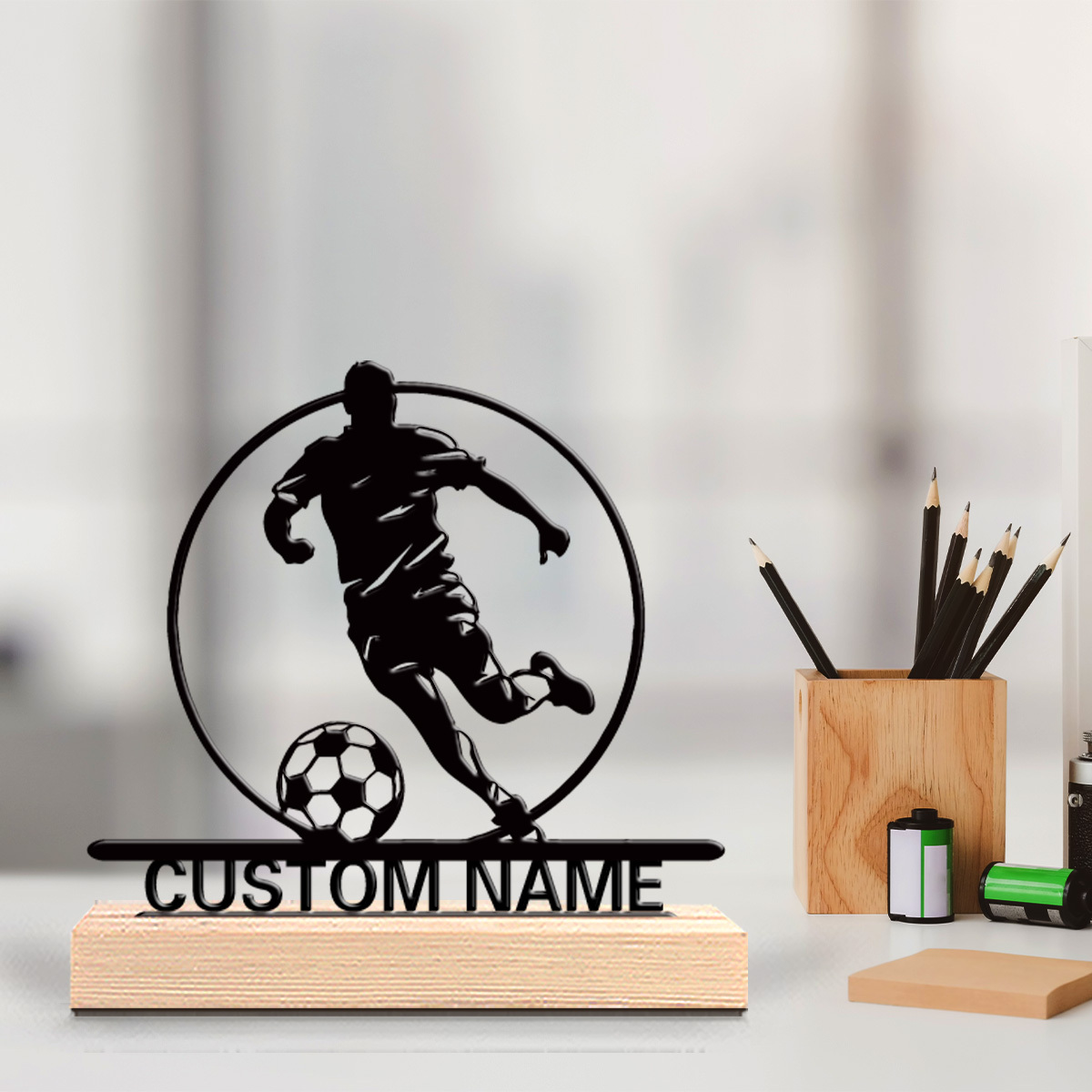 Custom Soccer Player Metal Sta - Home Decor Inspo reseña y precio