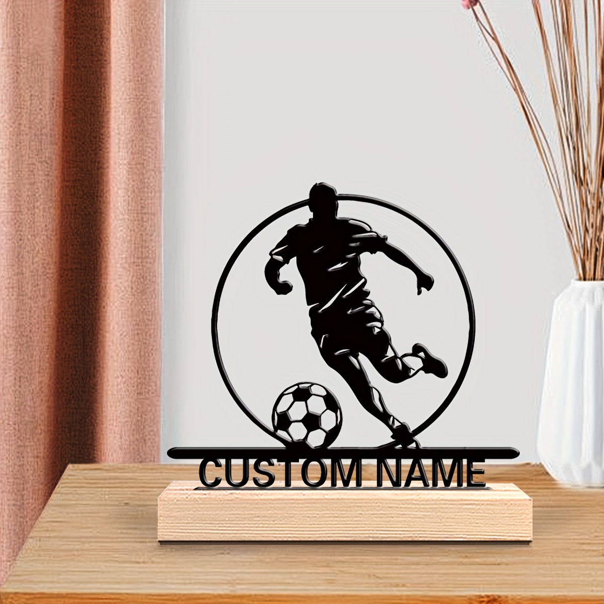 Custom Soccer Player Metal Sta - Home Decor Inspo reseña y precio