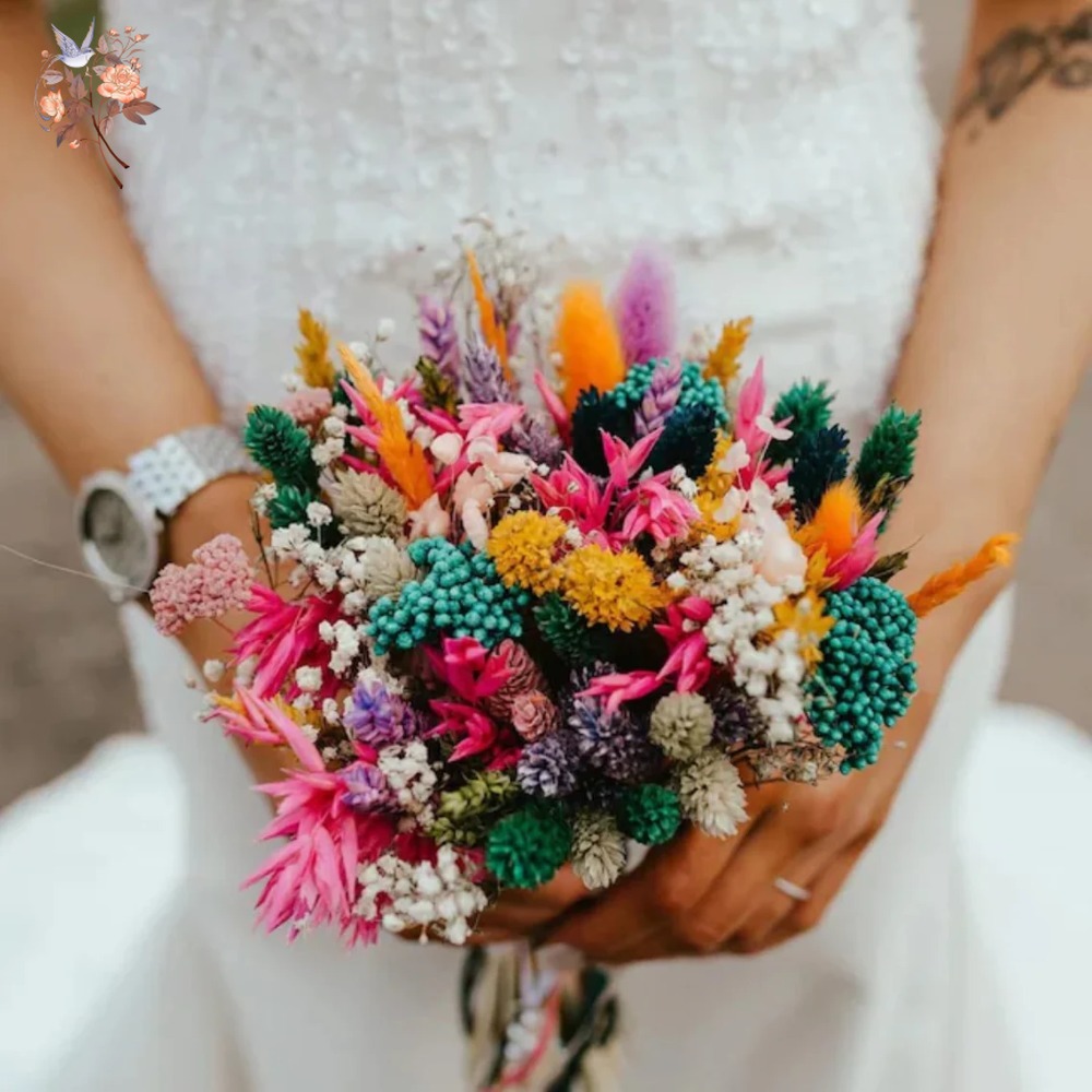 Colorful Dried Flowers Wedding - Dried Flower Bouquet reseña y precio