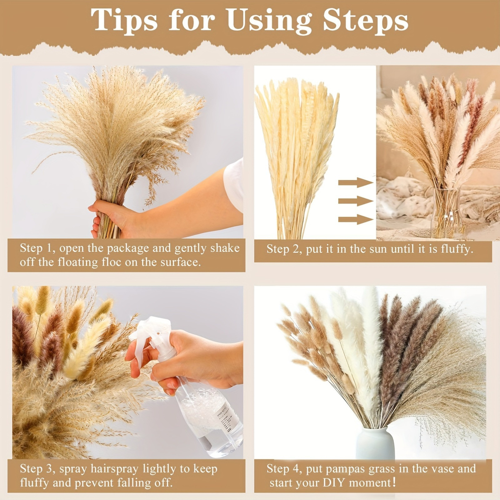 330PCS Mixed Reed Pampas Grass - Dried Flower Bouquet reseña y precio