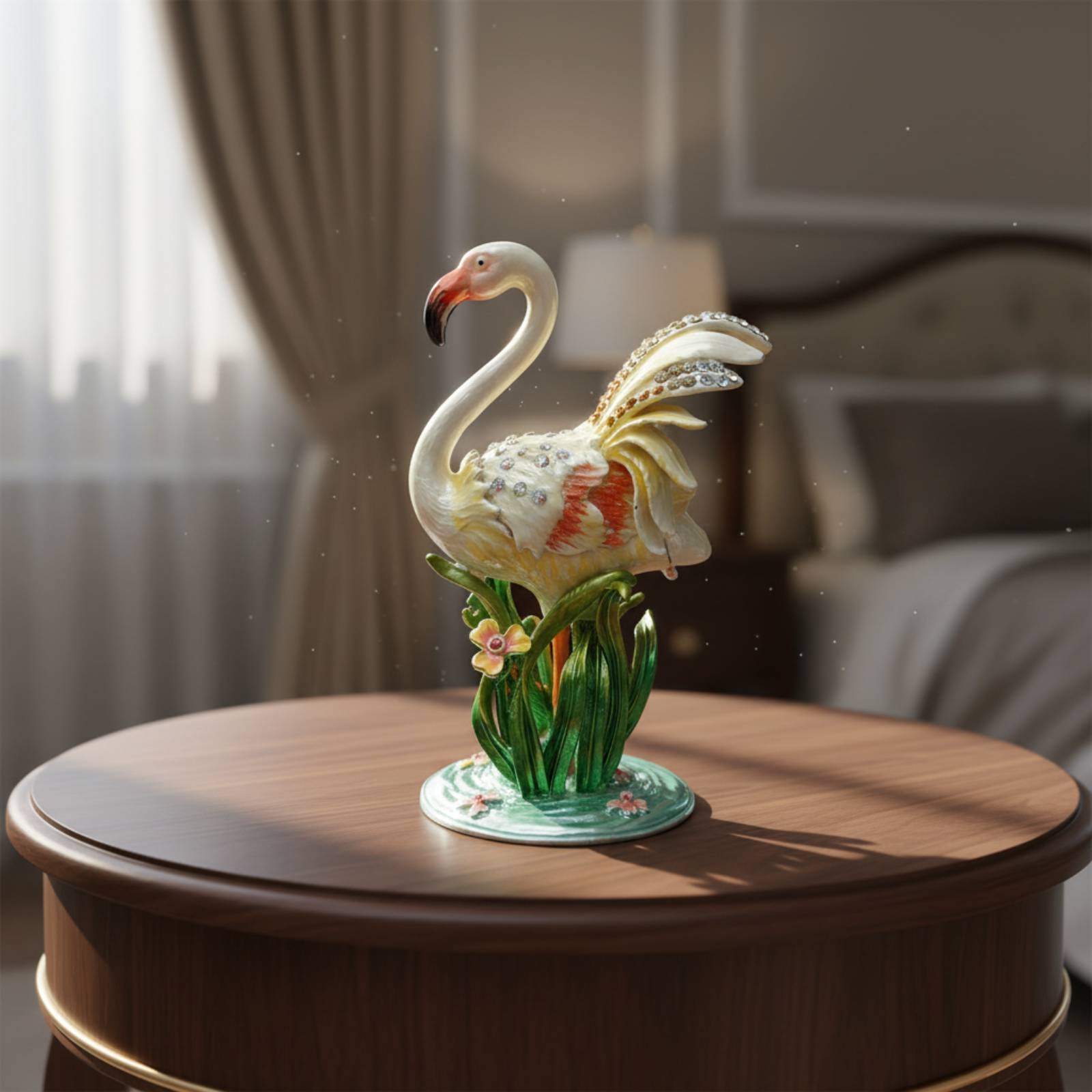Metal Flamingo Jewelry Box Cry - Vanity Home Decor reseña y precio