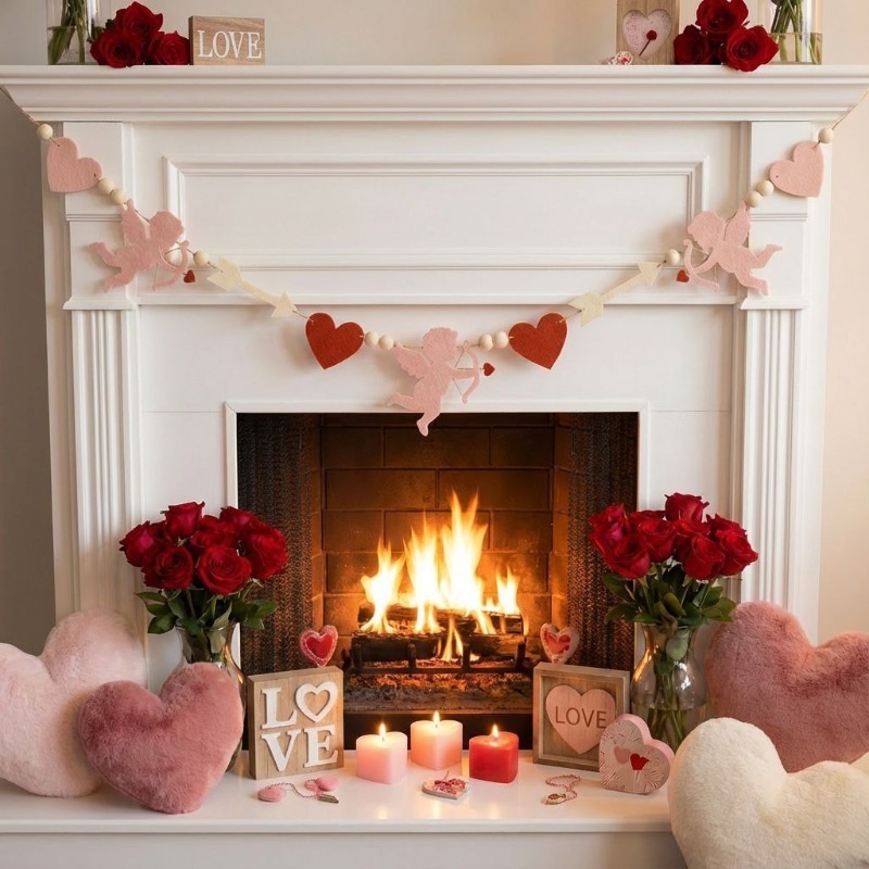 2026 New Red Pink Heart Felt G - Home Decor Garland reseña y precio