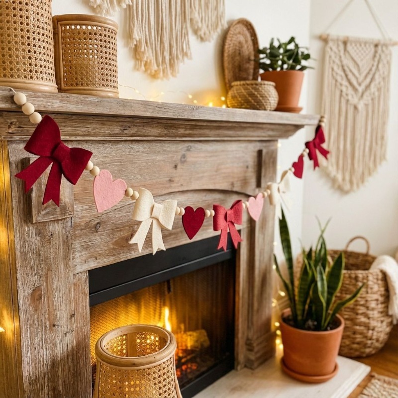 2026 New Red Pink Heart Felt G - Home Decor Garland reseña y precio