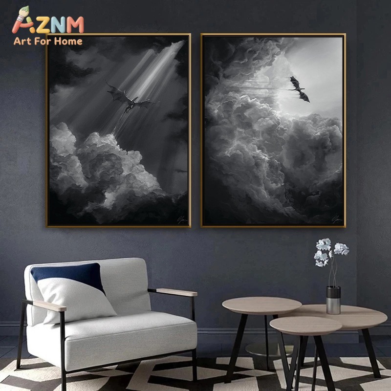AZNM Black White Fantasy Drago - Home Decor Medieval reseña y precio