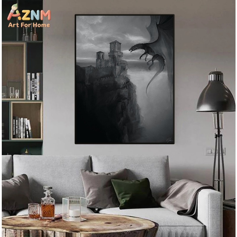 AZNM Black White Fantasy Drago - Home Decor Medieval reseña y precio