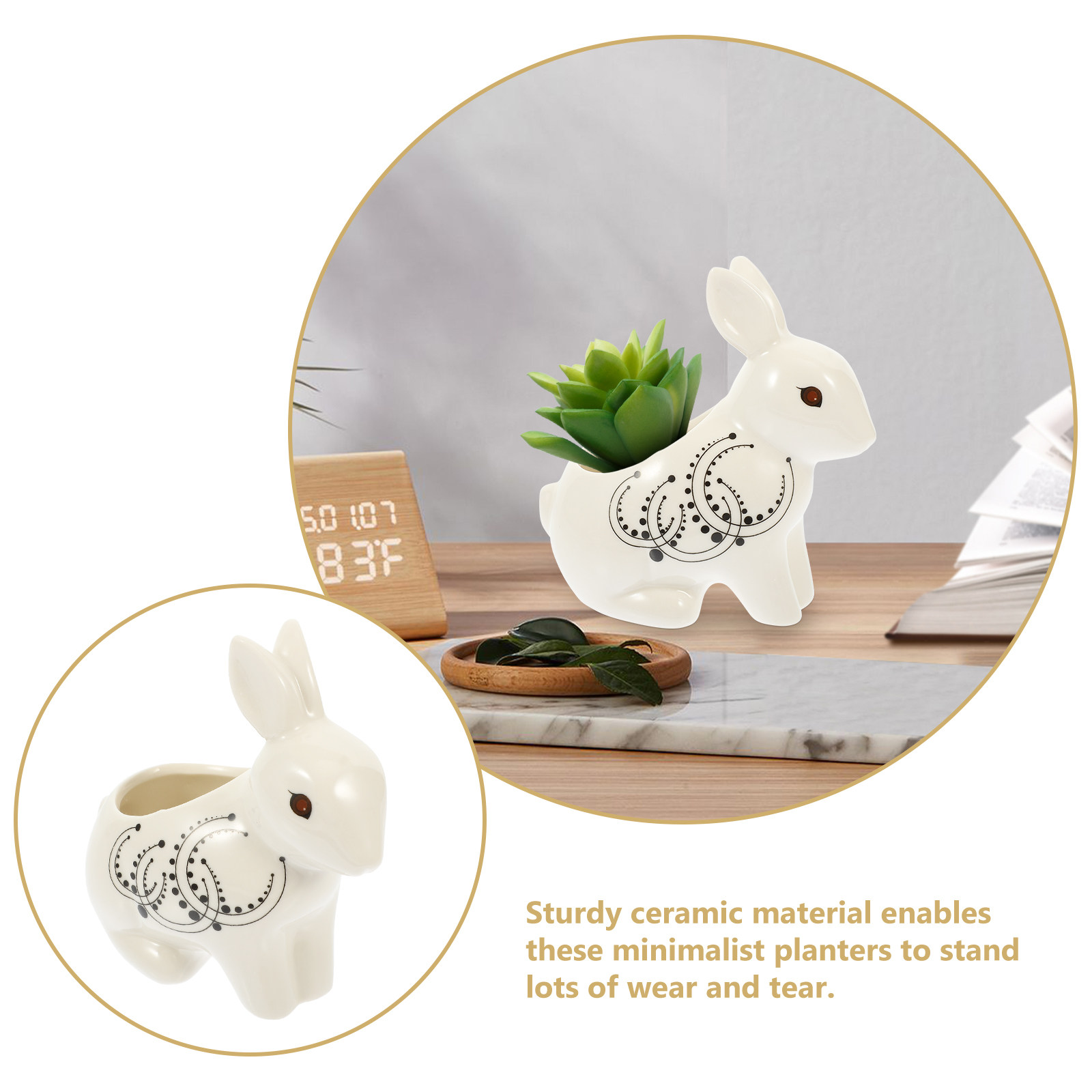 Rabbit Shaped Ceramic Flower P - Home Decor Garden Ideas reseña y precio