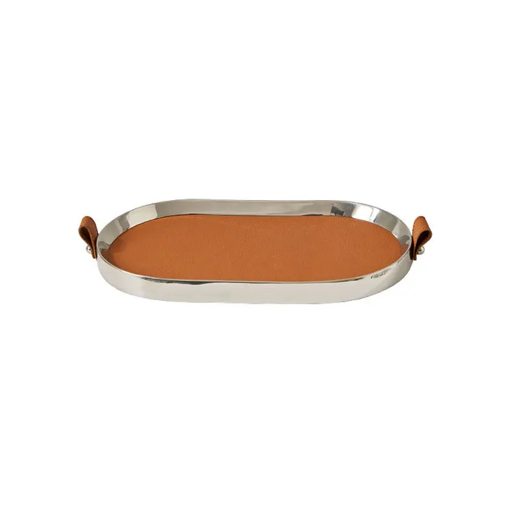 Modern Metal & Leather Oval De - Vanity Home Decor reseña y precio