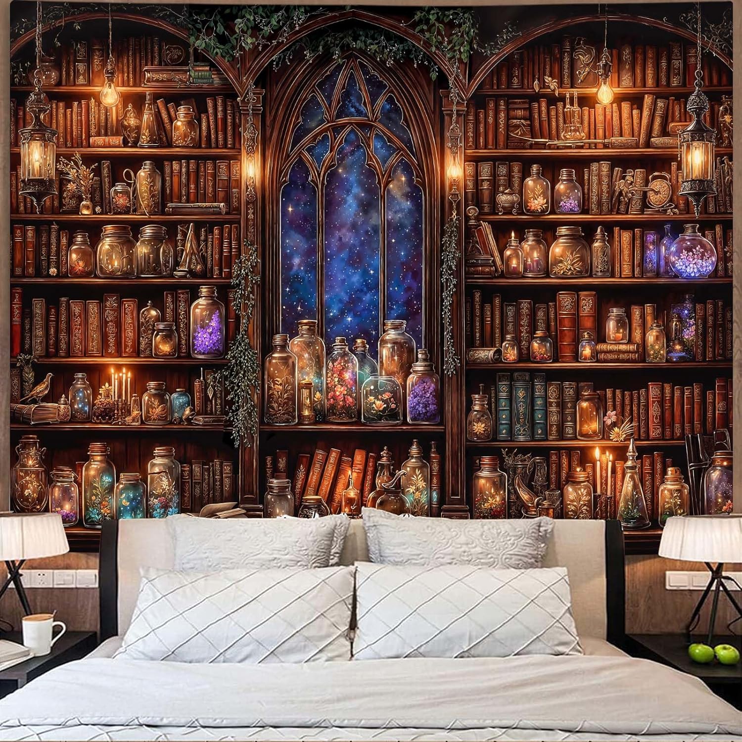 Fantasy Bookshelf Tapestry Med - Home Decor Medieval reseña y precio