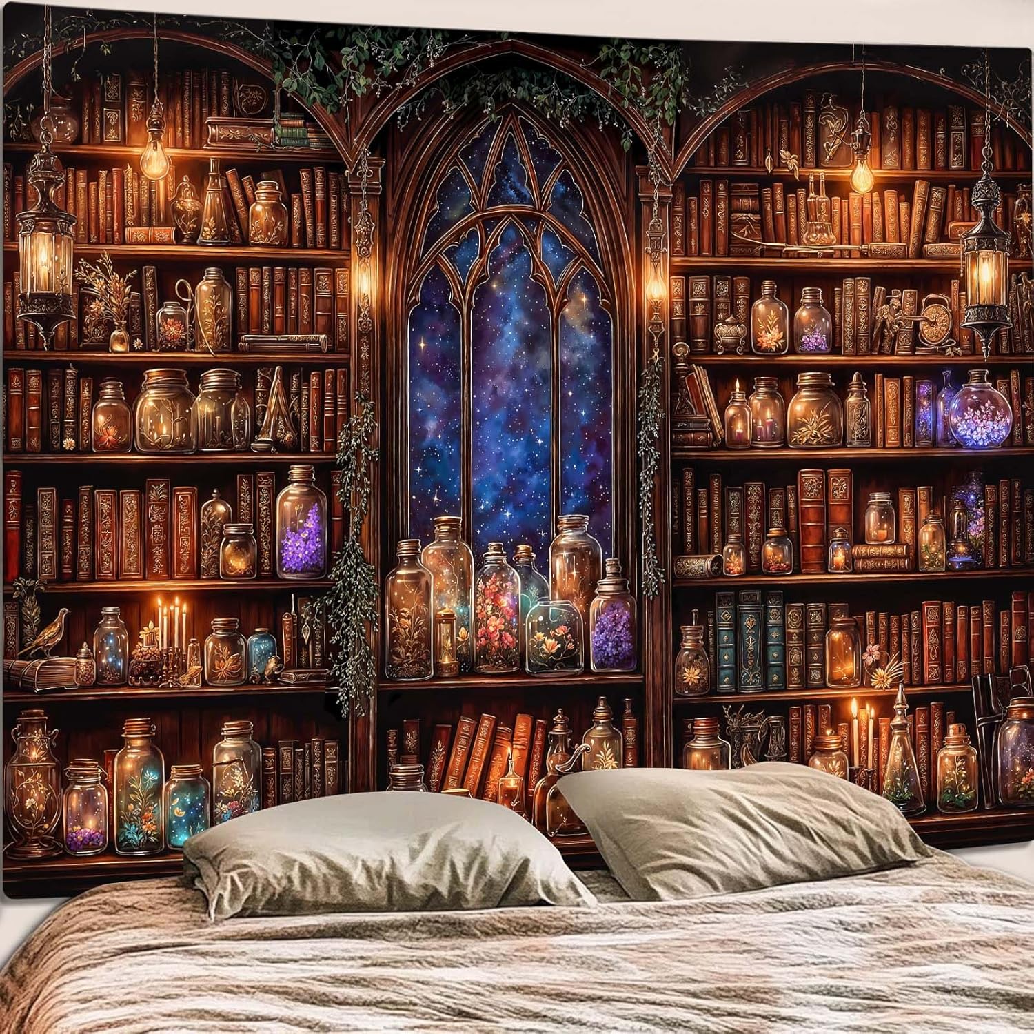 Fantasy Bookshelf Tapestry Med - Home Decor Medieval reseña y precio