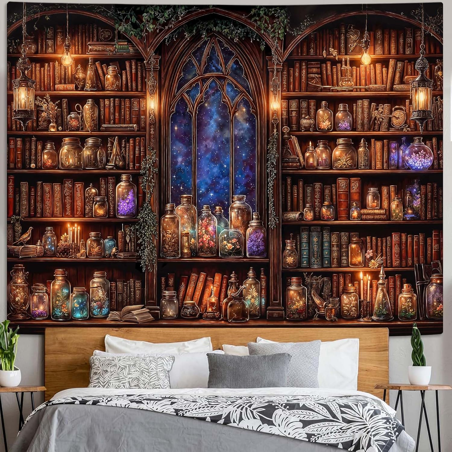 Fantasy Bookshelf Tapestry Med - Home Decor Medieval reseña y precio