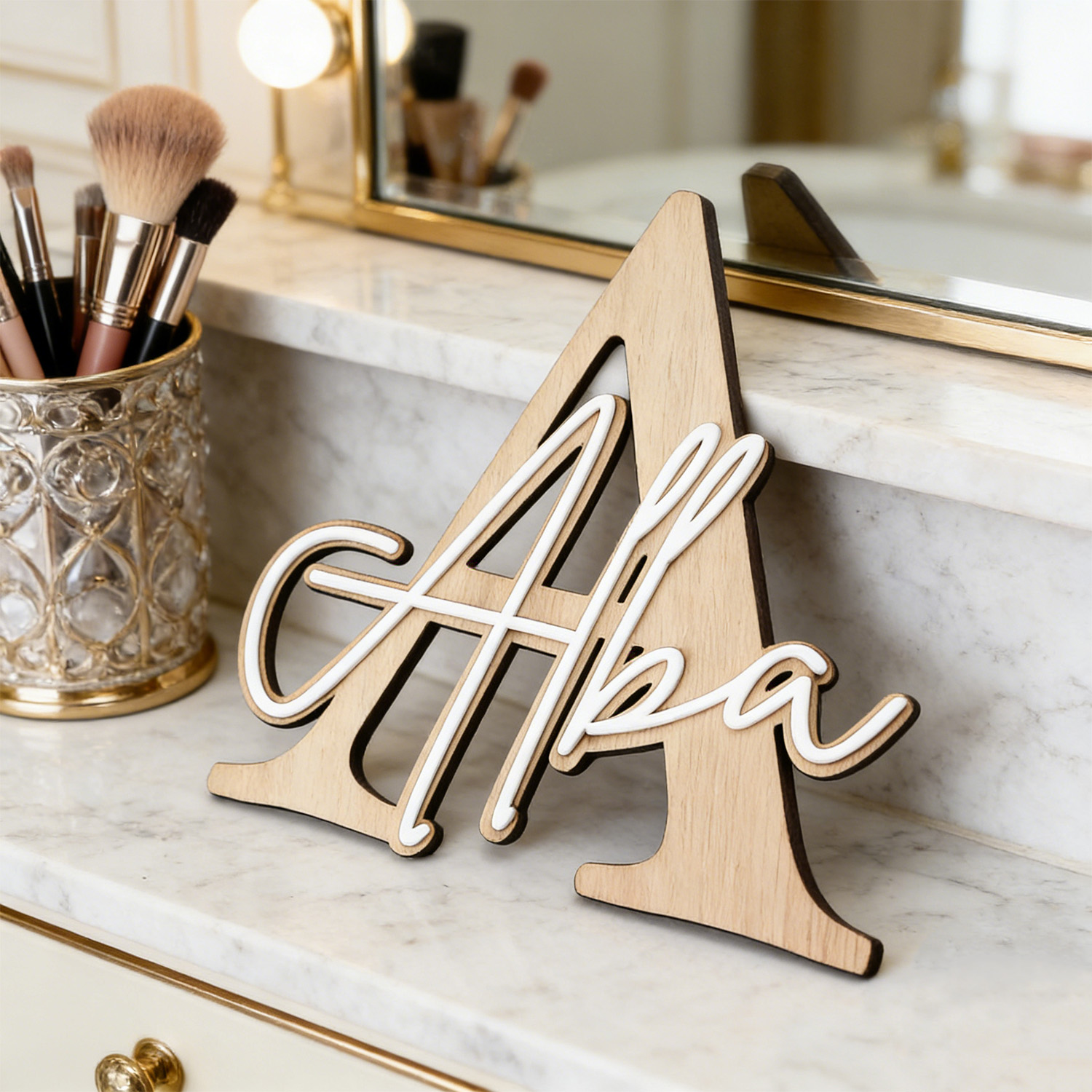 1pc Double-layer Wooden Name D - Home Decor Inspo reseña y precio