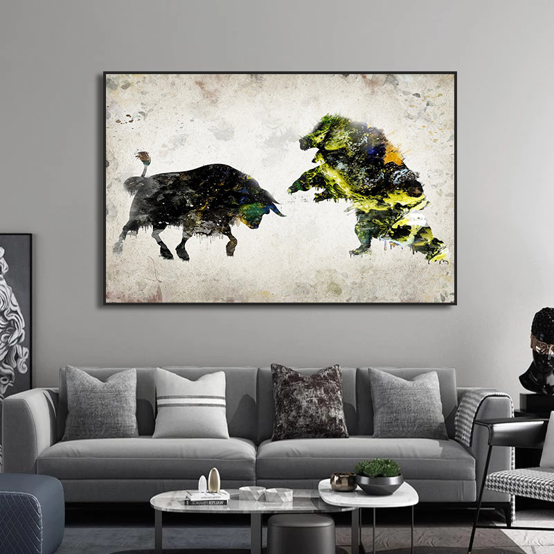Bull and Bear Play Chess Wall  - Home Decor Exchange reseña y precio