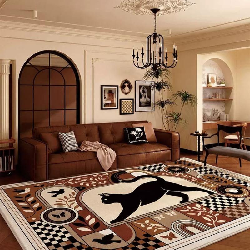 Checkerboard Black Cat Living  - Home Decor Ig reseña y precio