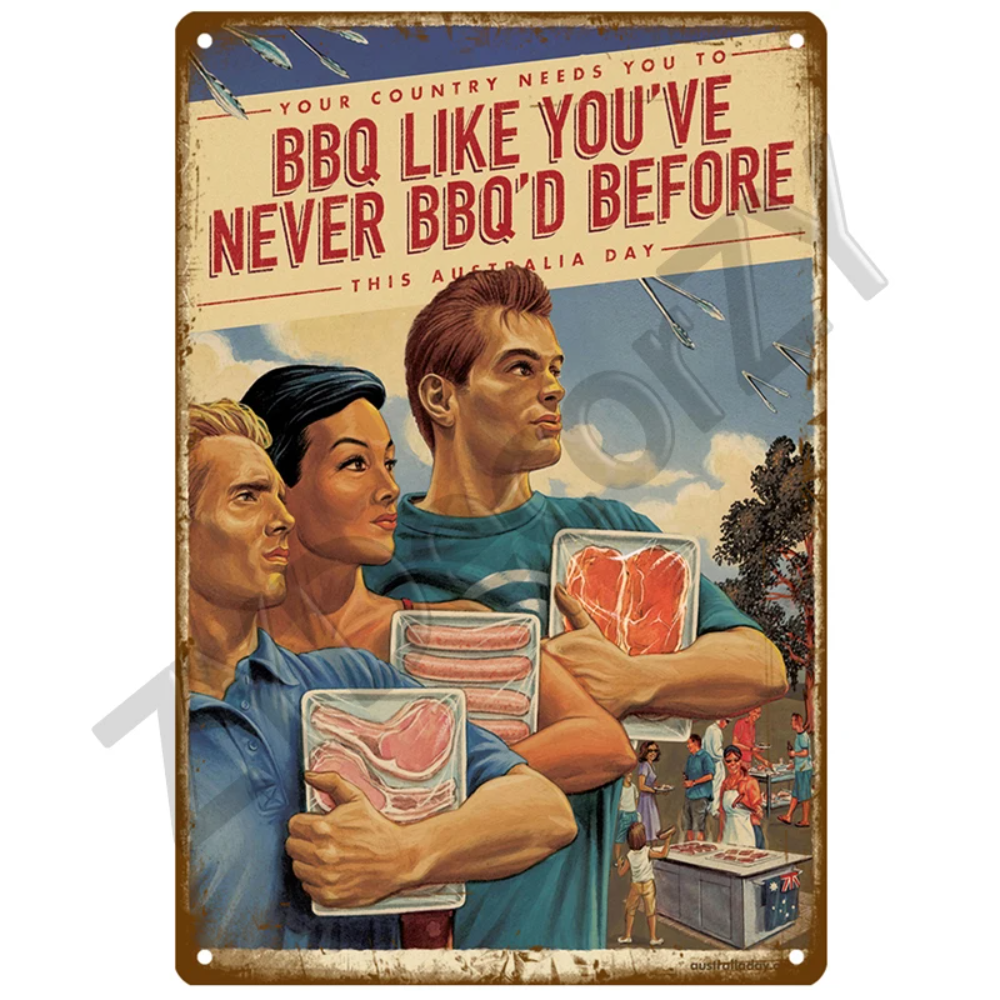 Retro BBQ Sign - Vintage Wall  - Home Decor Kolkata reseña y precio